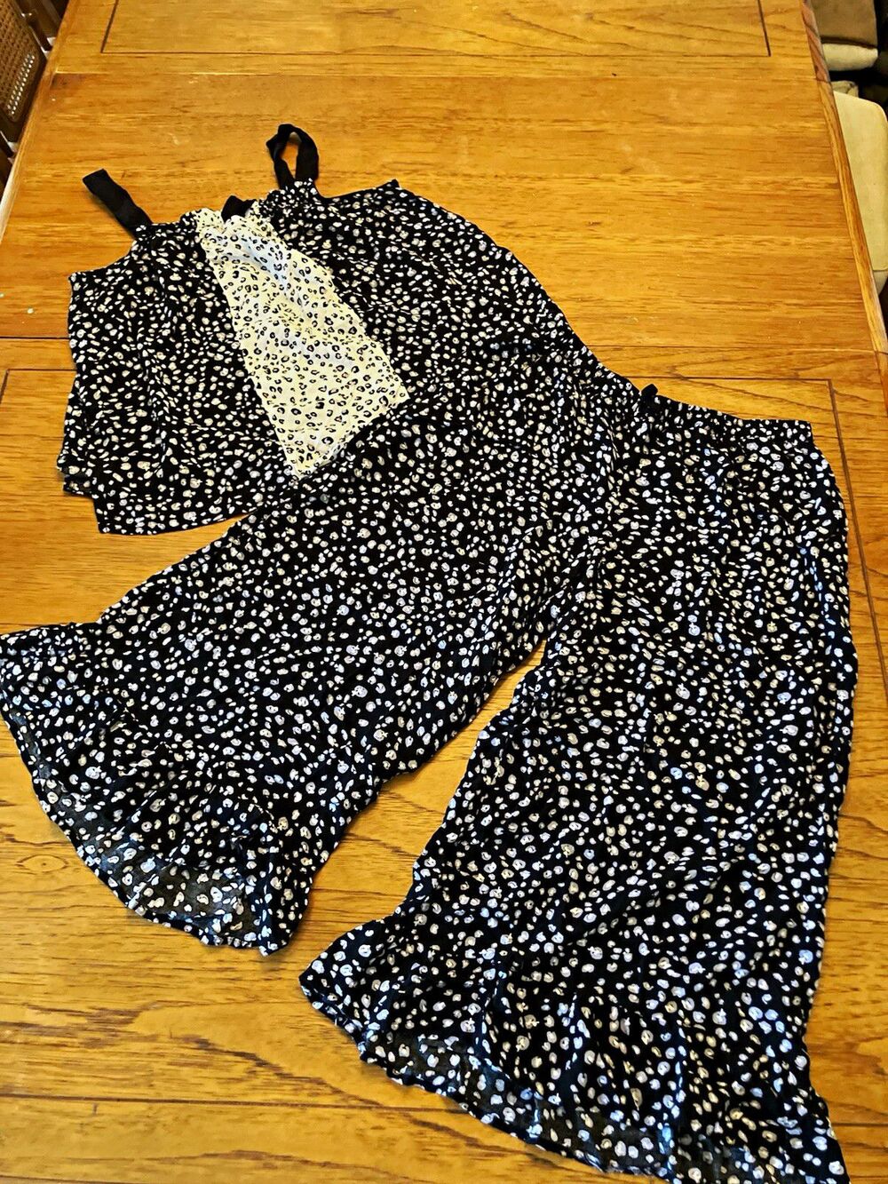 Simply Vera Vera Wang 2pc Animal Print Set S Sleeveless Top Wide-Leg